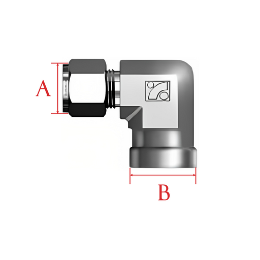 A (O.D.) X B (FNPT) 90 Degree Female Elbow Stainless Steel 316-Ace Compression Fittings