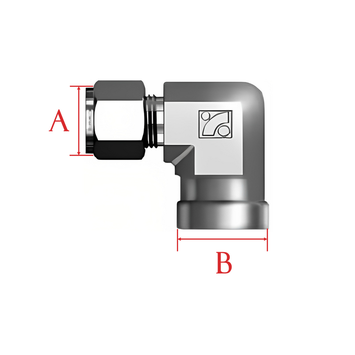 A (O.D.) X B (FNPT) 90 Degree Female Elbow Stainless Steel 316-Ace Compression Fittings