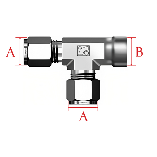 Superlok A (O.D.) X B Female Run Tee Stainless Steel 316-Ace Compression Fittings