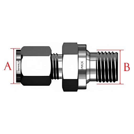 A (O.D.) X B (MBSP) Parallel Male Connector ISO Bonded Washer Stainless Steel 316-Ace Compression Fittings