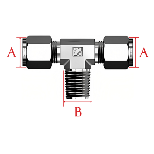 A (O.D.) X B (MNPT) Male Branch Tee Stainless Steel-Ace Compression Fittings