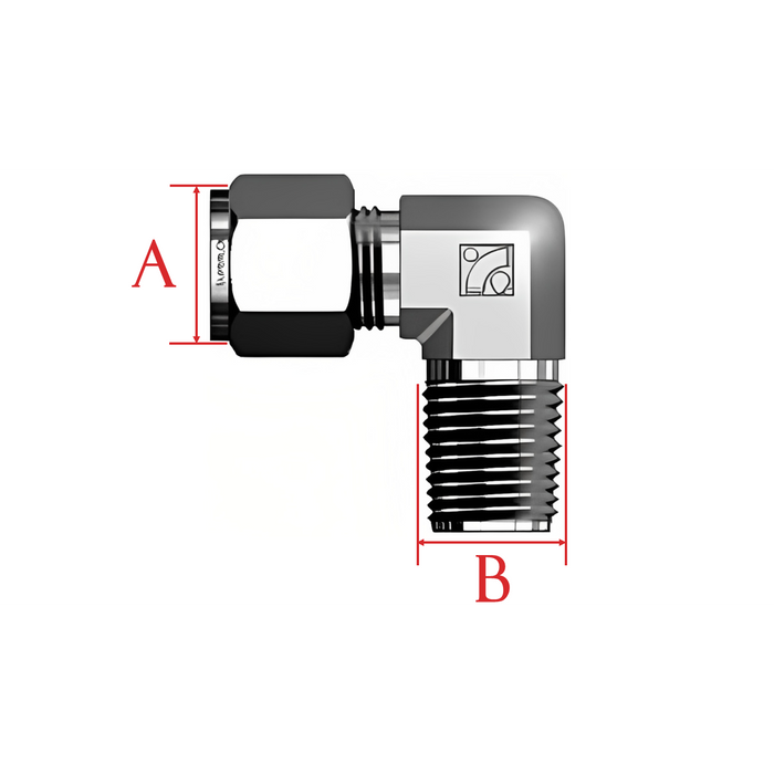 A (O.D.) X B Male Connection 90 Degree Male Elbow Stainless Steel-Ace Compression Fittings