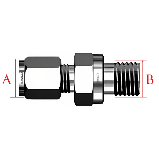 A (O.D.) X B MALE SAE Straight Thread O-Seal Stainless Steel 316-Ace Compression Fittings