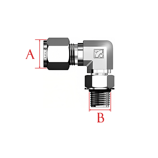 A (O.D.) X B Positional 90 Degree Male Elbow Stainless Steel 316-Ace Compression Fittings